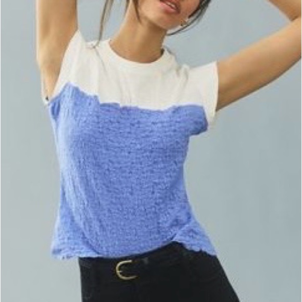 Maeve White and Periwinkle Short Sleeve Textured Tee
@apicitti1